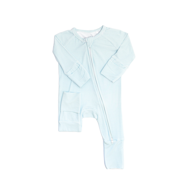 Mini Stipe Dusty Blue Romper
