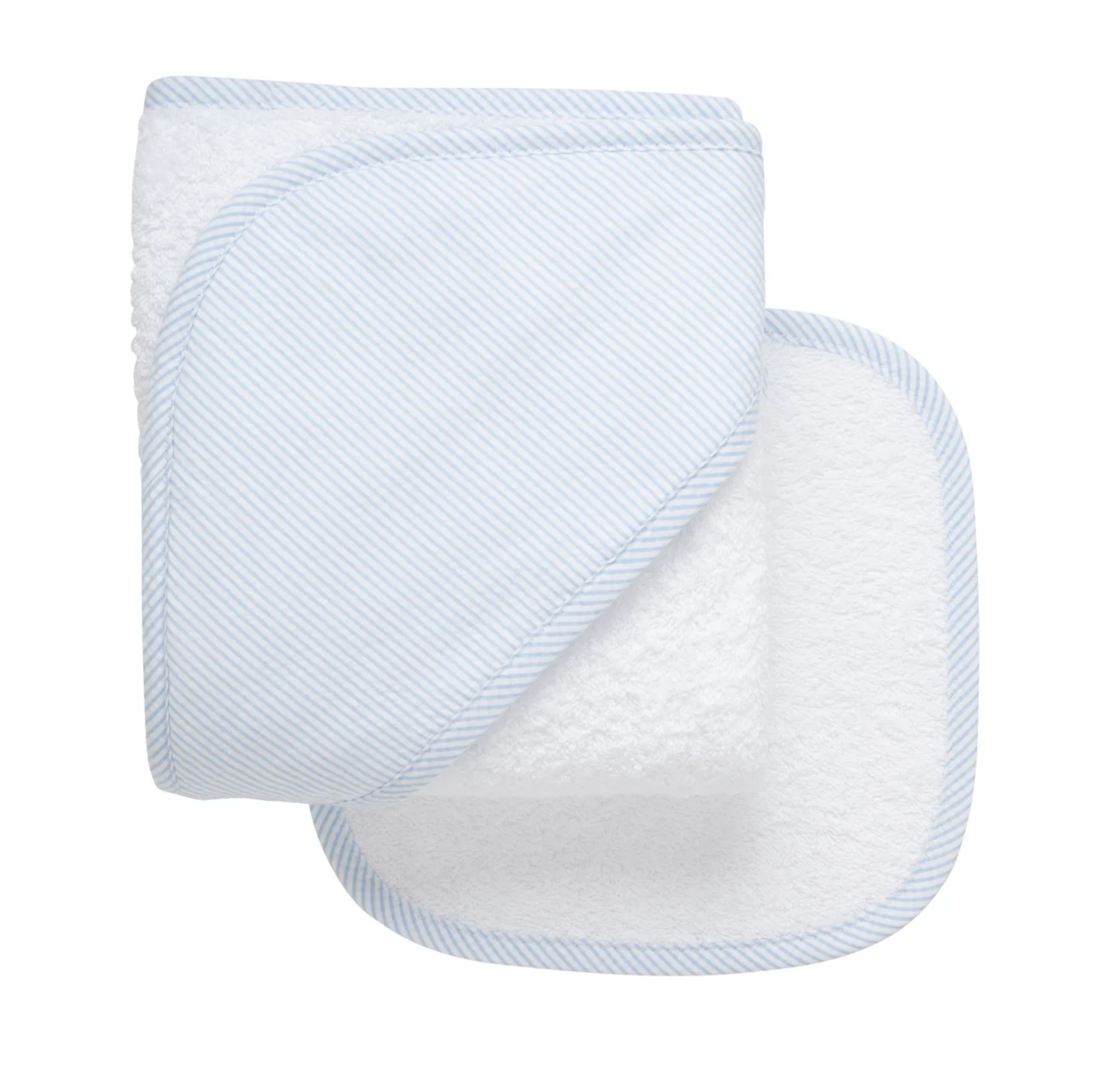 Seersucker Stripe Hooded Towel & Washcloth Set - Blue