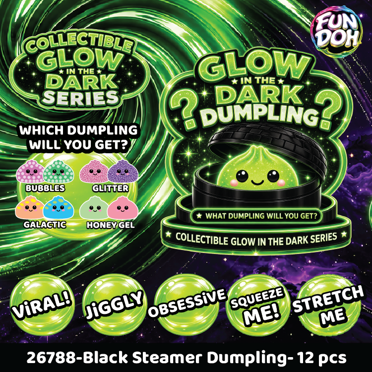 Fun Doh Glow In The Dark Mystery Dumpling Black Basket