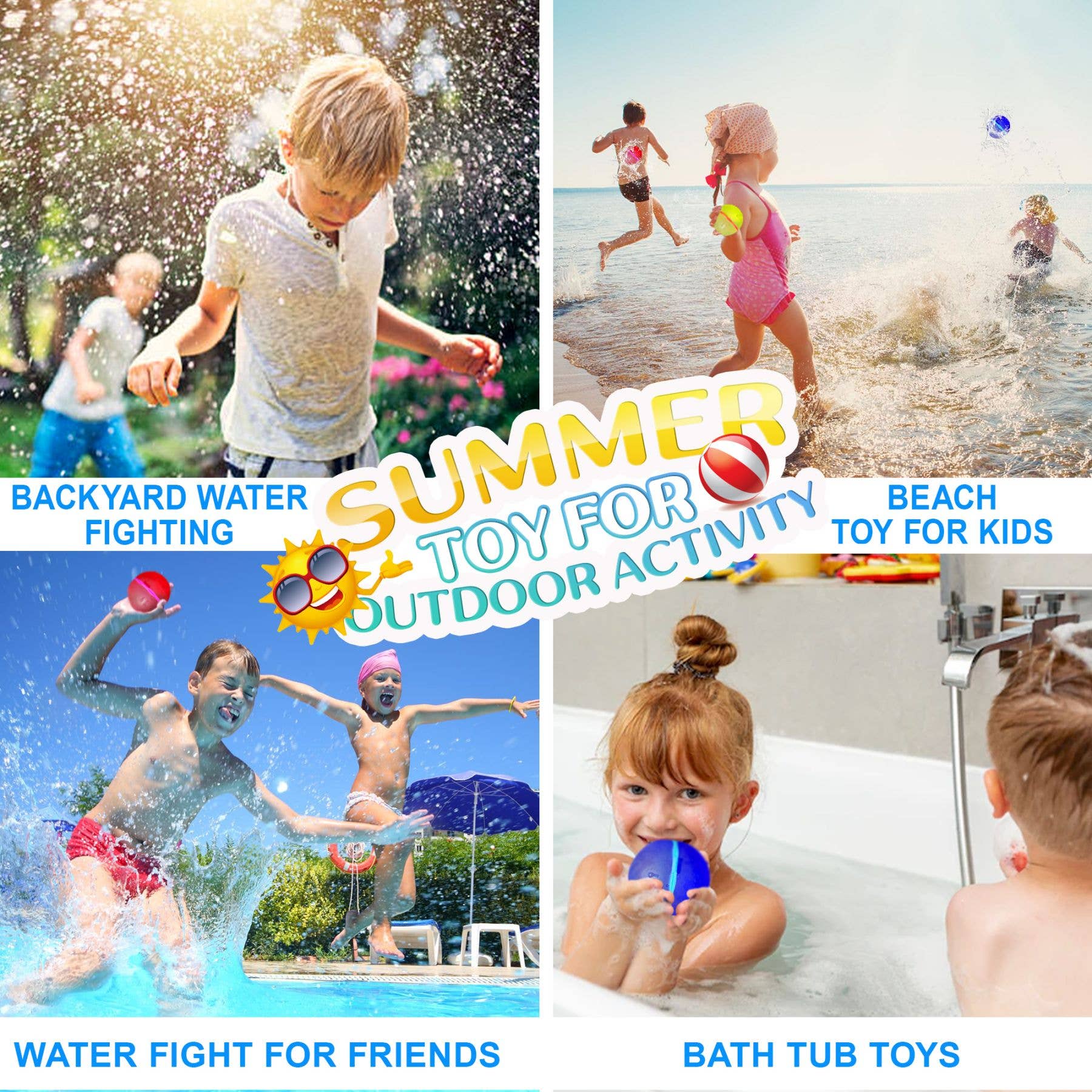 Magnetic Reusable Water Balloons Quick Fill Refillable 12PC: 6 pcs set