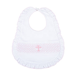 Blessed Smocked Ruffle Bib - Pink: Pink / O/S