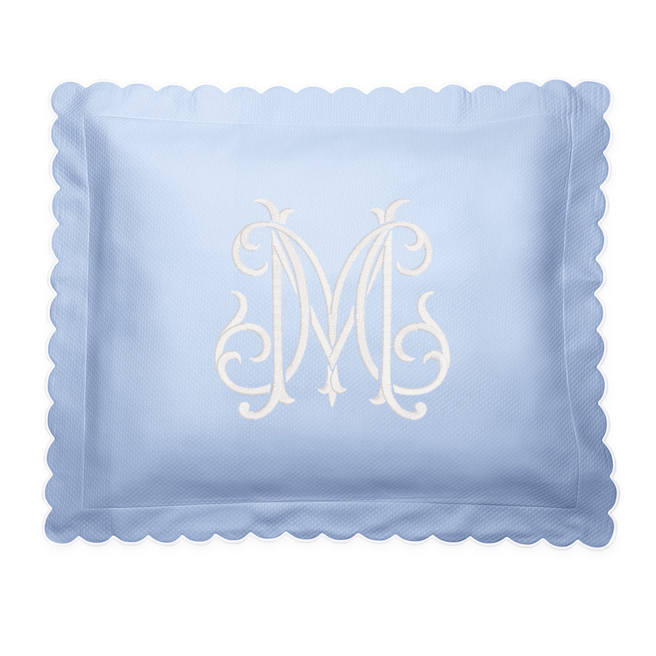 Diamond Pique Bedding - Azure Scallop