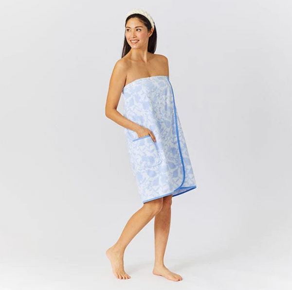 Towel Wrap in Blue Floral