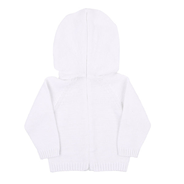 Essentials Knits White Hooded Zip Pullover