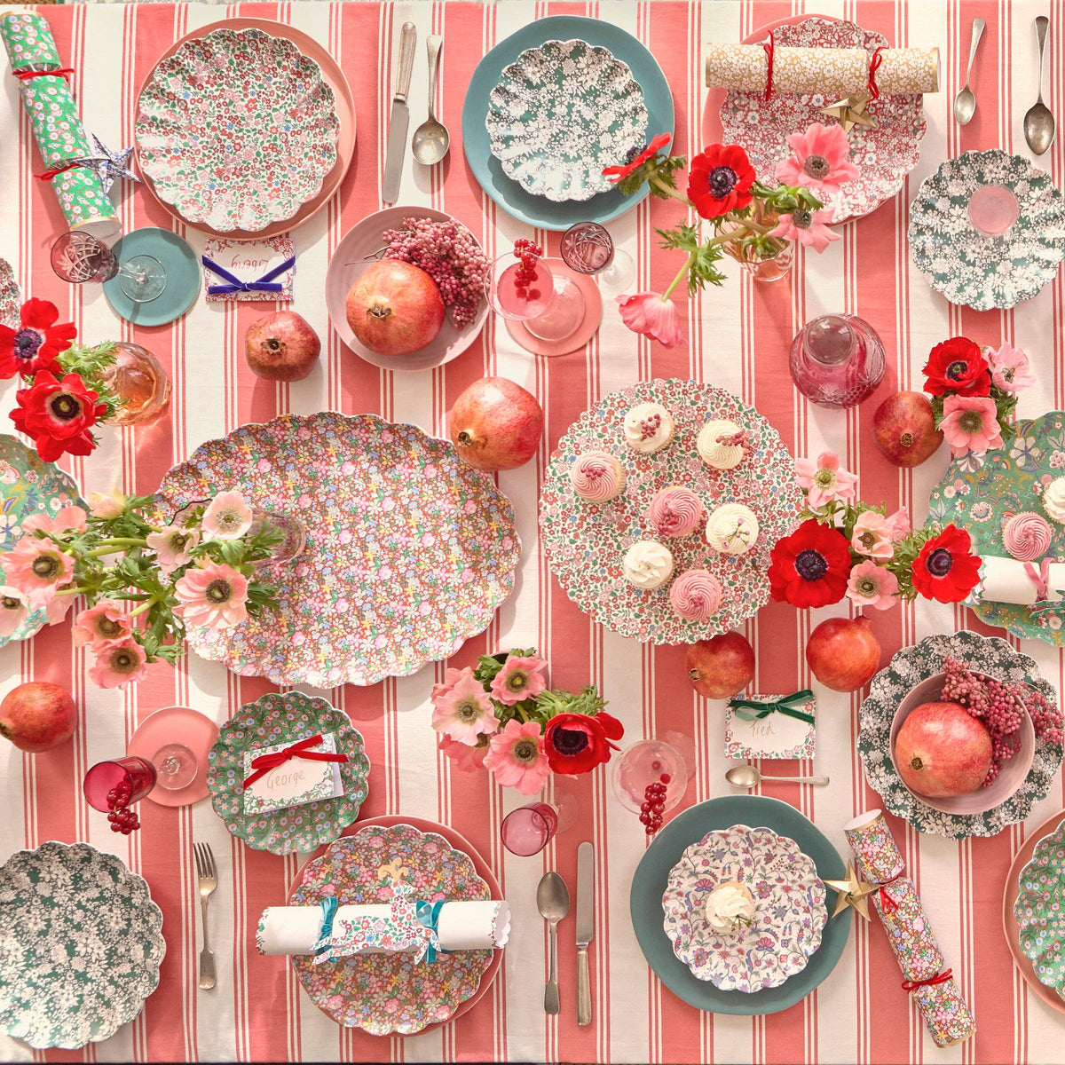 Meri Meri x Liberty Red & Green Reusable Small Plates