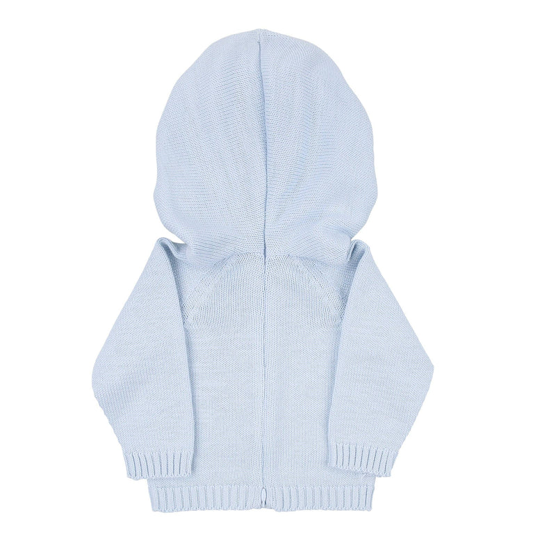 Essentials Knits Blue Hooded Zip Pullover: 3 Months