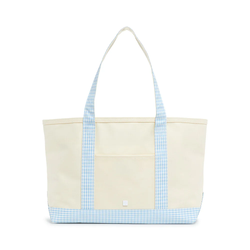 Medium Tote - Natural with Mist Gingham Trim