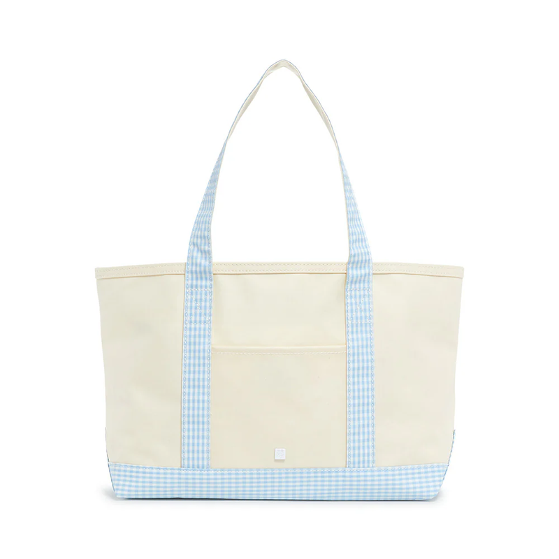 Medium Tote - Natural with Mist Gingham Trim