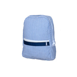 Navy Blue Small Seersucker Backpack
