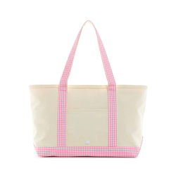 Medium Tote - Natural with Pink Gingham Trim