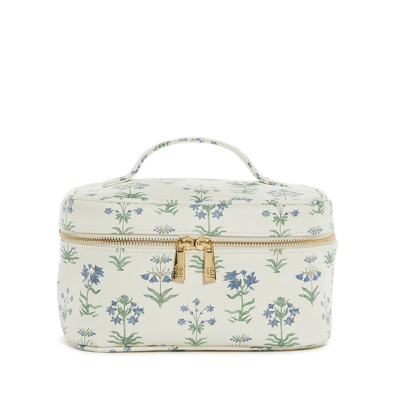 Luxe Provence Train 2- Cosmetic Bag with Green Pinstripe Liner