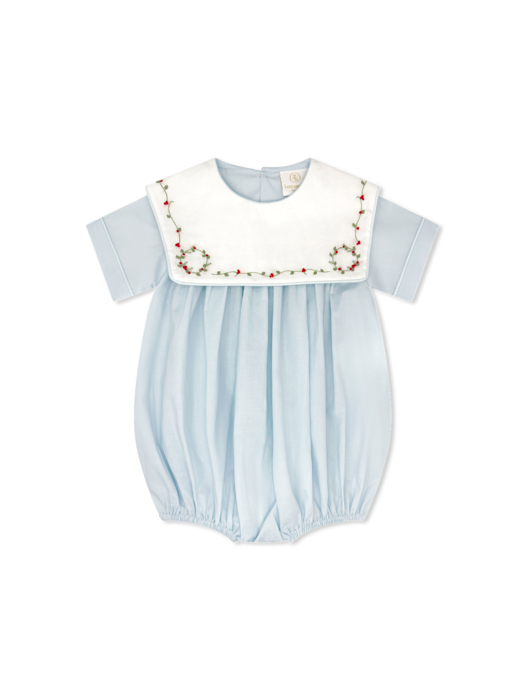 Christian Bubble in Blessings Blue with Holly Embroidery
