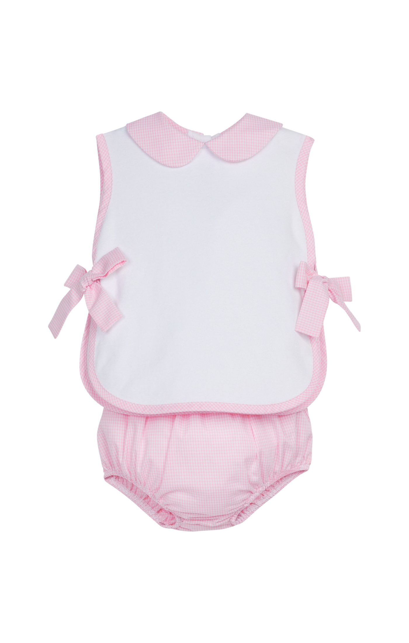 Bow Diaper Set - Light Pink Gingham