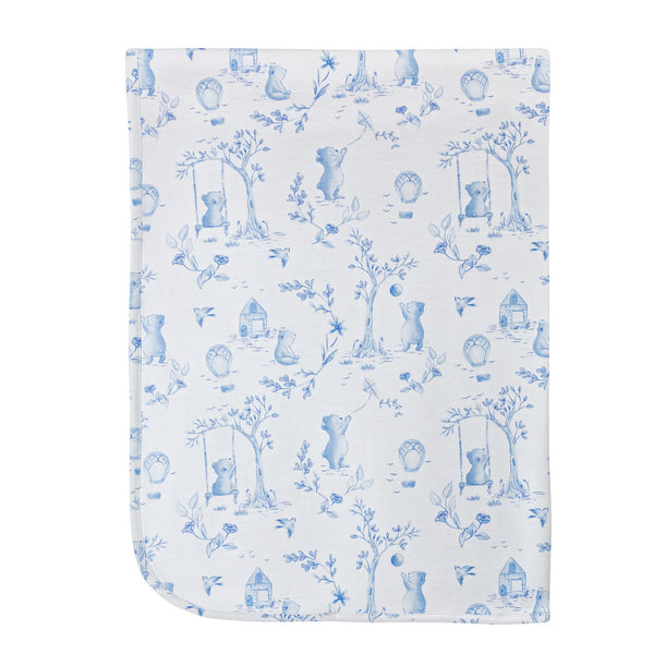 Toile de Jouy- Blue Printed Receiving Blanket