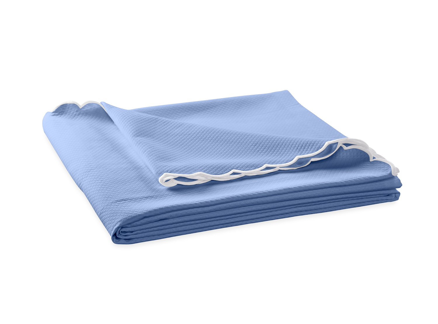 Diamond Pique Bedding - Azure Scallop