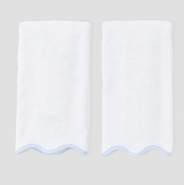 Scallop Hand Towels in Light Blue