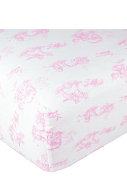 Pink Toile Crib Sheet