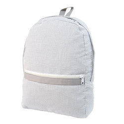 Grey Seersucker Medium Backpack