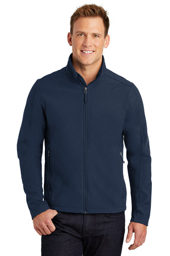 PA Core Soft Shell Jacket in Dress Blue - with 2 Dudes Moving Logo in White