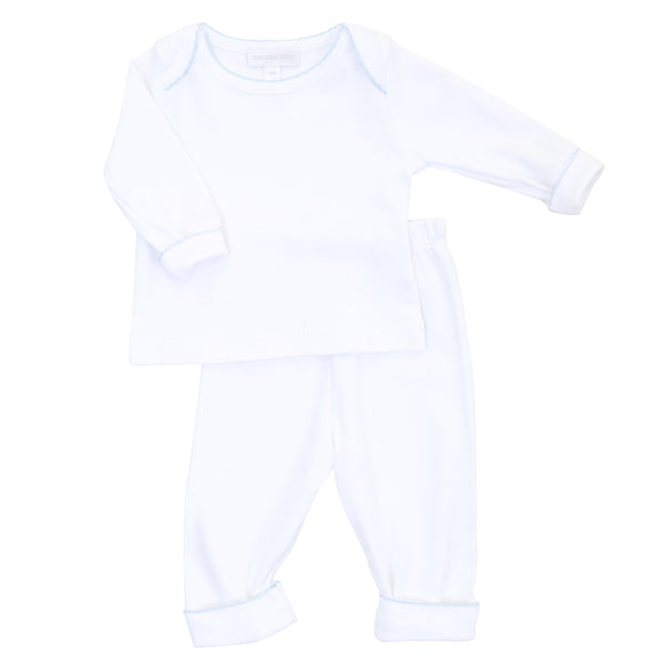 Magnolia Baby Essentials White w/Blue 2pc Loungewear