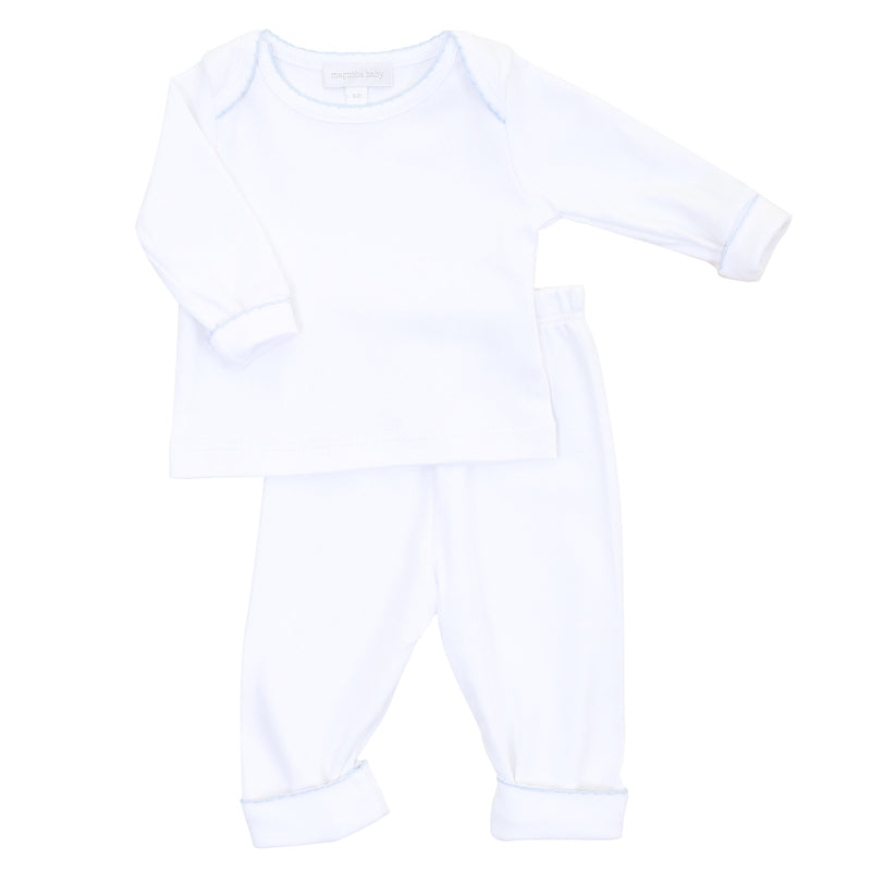 Magnolia Baby Essentials White w/Blue 2pc Loungewear
