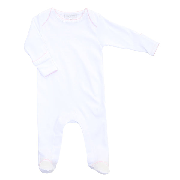 Magnolia Baby Essential Footie with Pink Trim