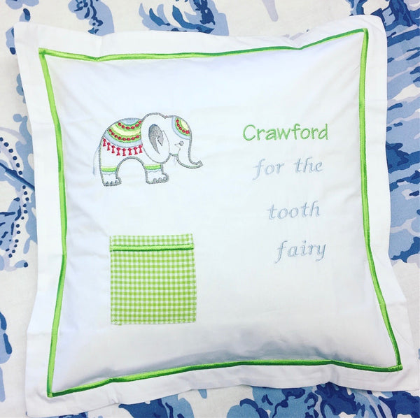 Tooth Fairy Pillow - Green Elephant