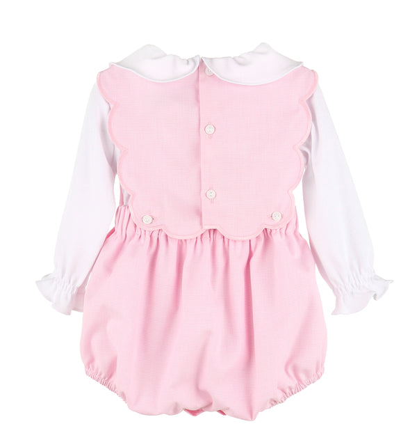 Sophie and Lucas Scallop Overall Pink