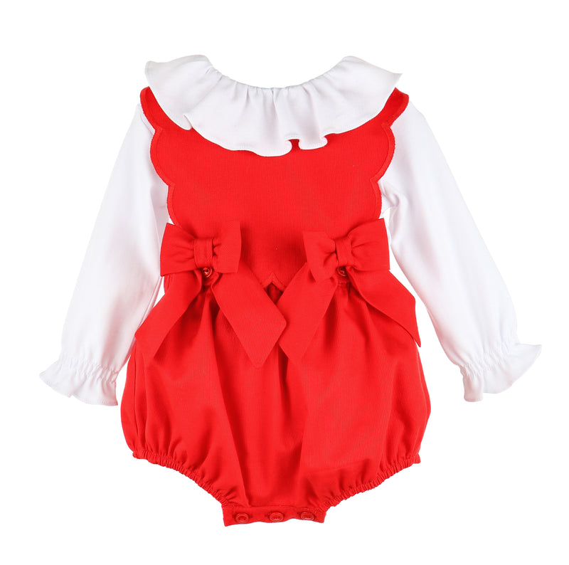 Sophie and Lucas Scallop Overall Red