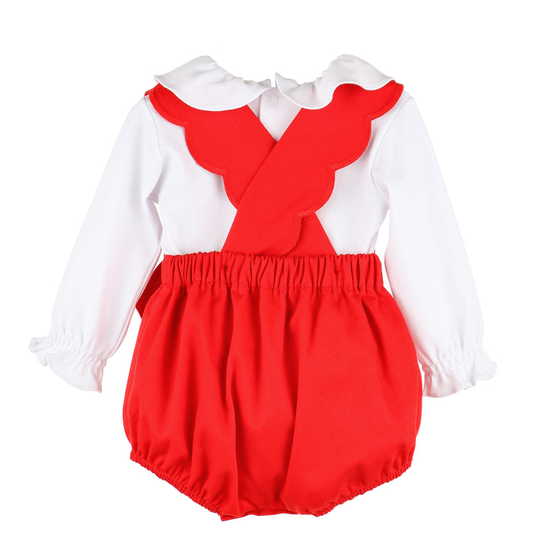 Sophie and Lucas Scallop Overall Red