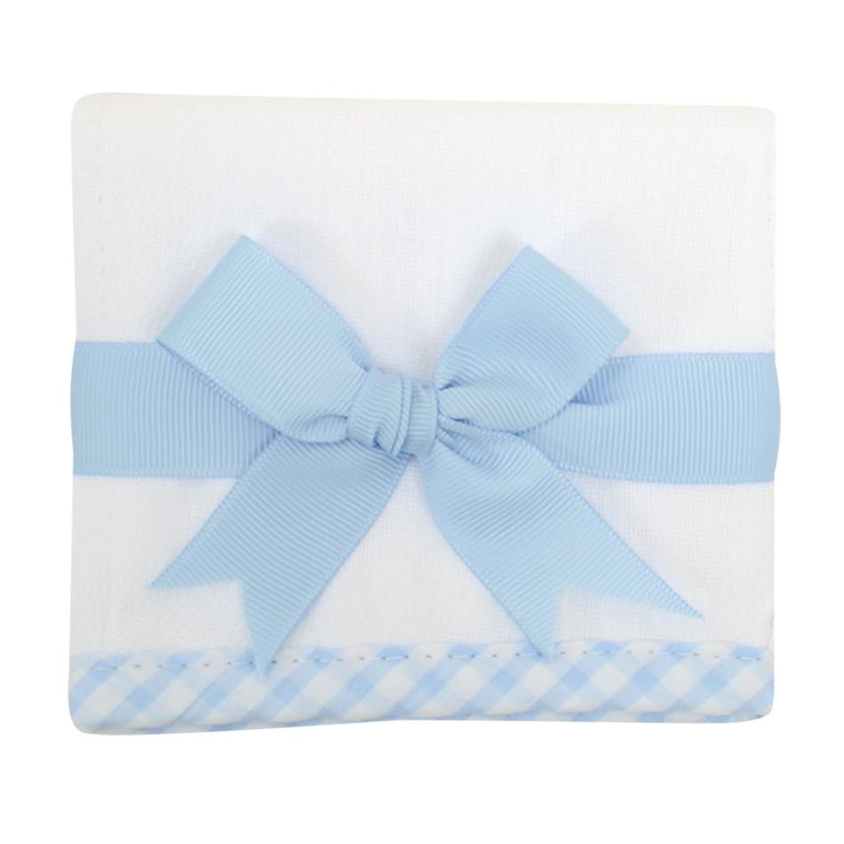 Blue Gingham Trim Burp Pad