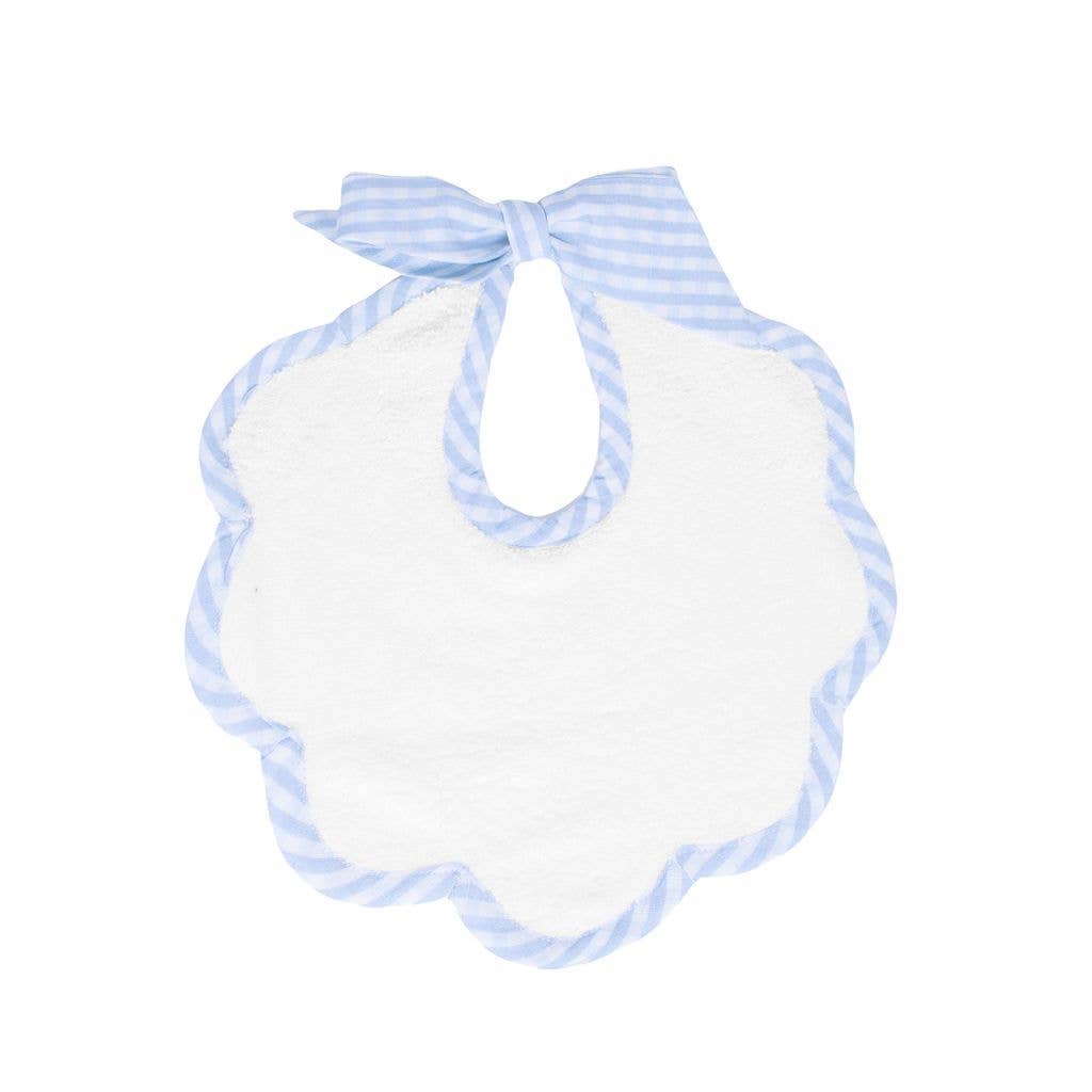 Blue Gingham Scalloped bib