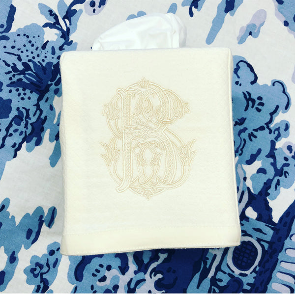 Ivory Pique Tissue Box Cover