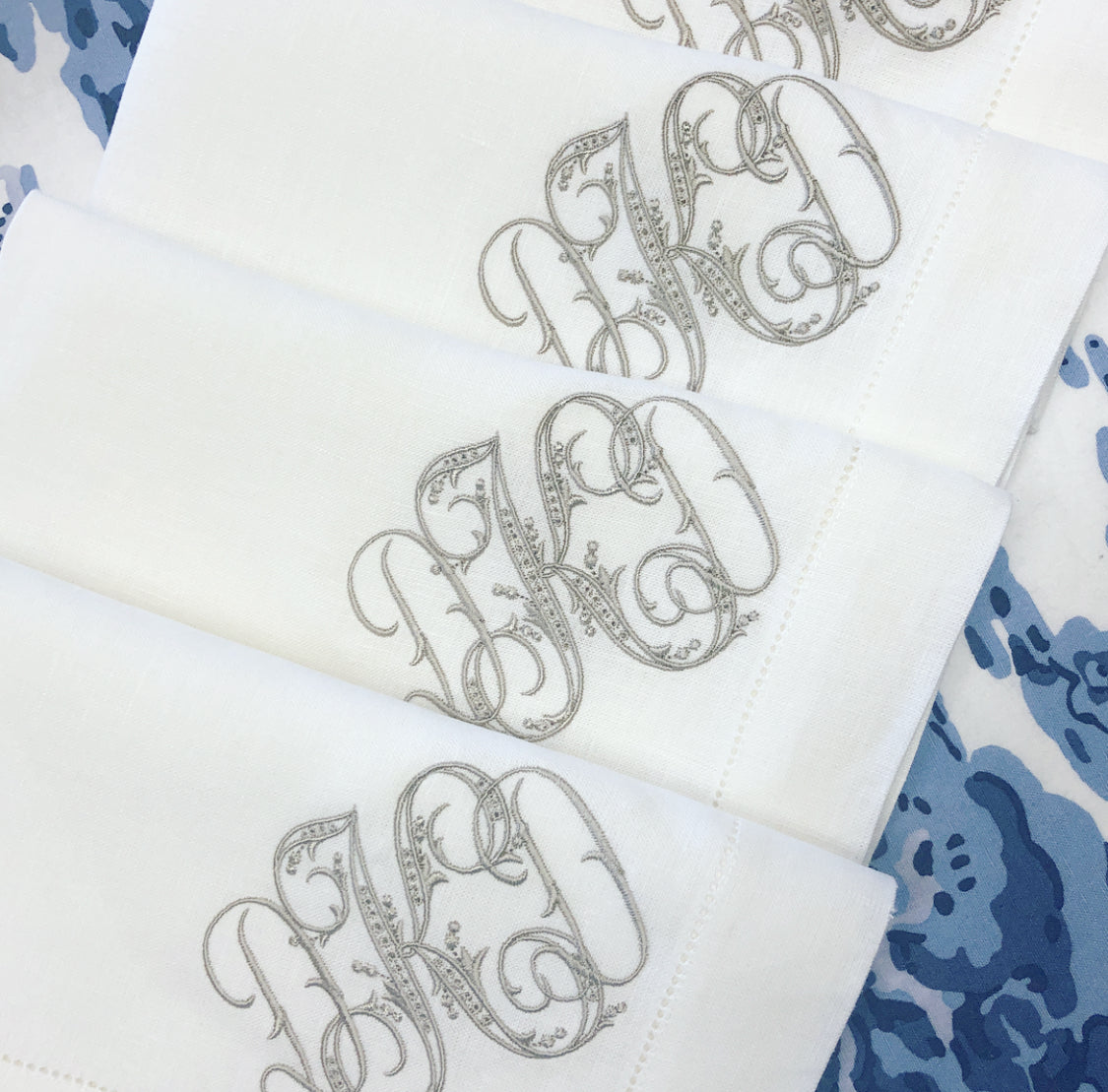 White Linen Hemstitched Dinner Napkins