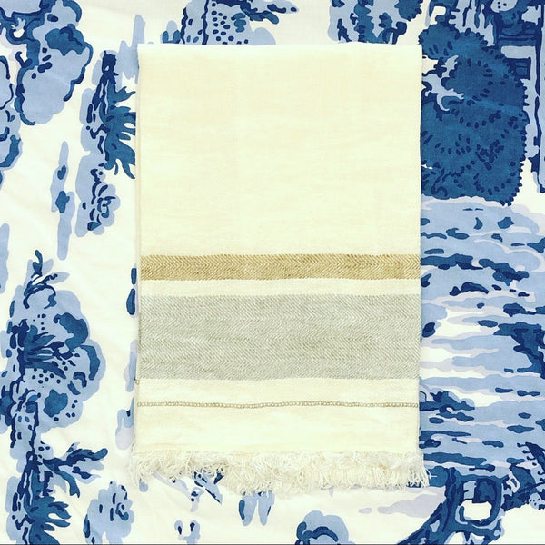 Oyster Stripe Guest Towel