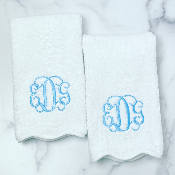 White Scalloped Bath Towels