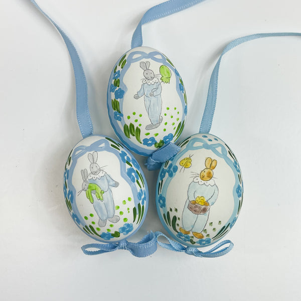 Hand Painted Easter Eggs - Blue bunny