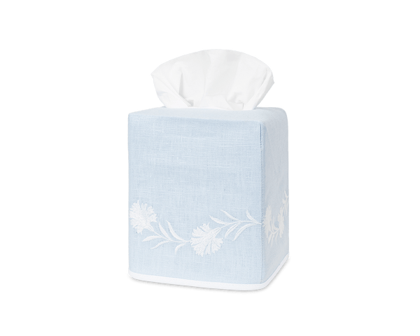 Daphne Tissue Box Cover in Ice and White