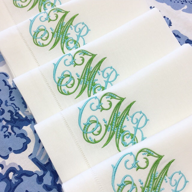 White Linen Hemstitched Dinner Napkins