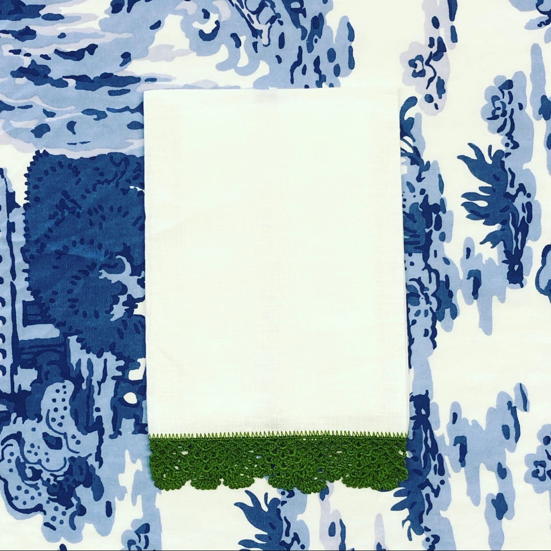 Crochet Edge Guest Towel - Green