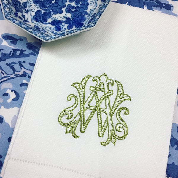 Antique Two Letter Monogram in Guacamole Green