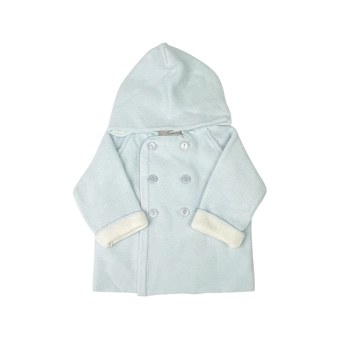 Blue Cotton Seedstitch Double Breasted Jacket
