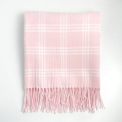 Pink with White Window Pane Check Flannel Baby Blanket