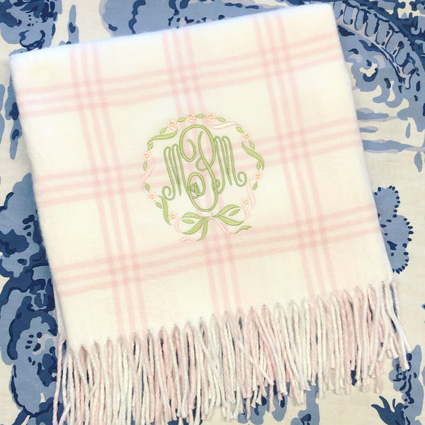 Pink Window Pane Check Flannel Baby Blanket