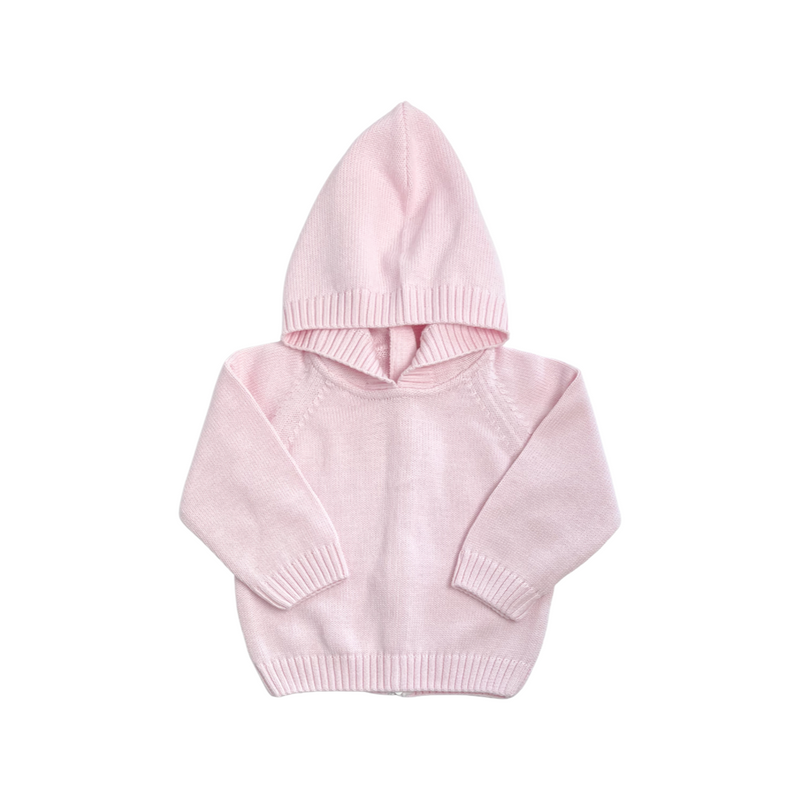 Zip Back Hoodie Sweater- Light Pink