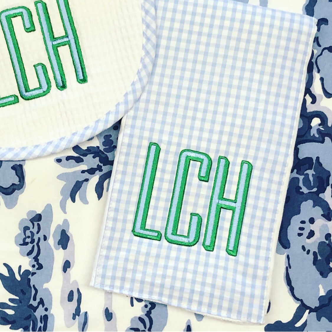 Blue Gingham Burp Pad