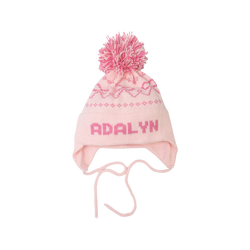 Bow Pom Pom hat, Light Pink and Bright Pink