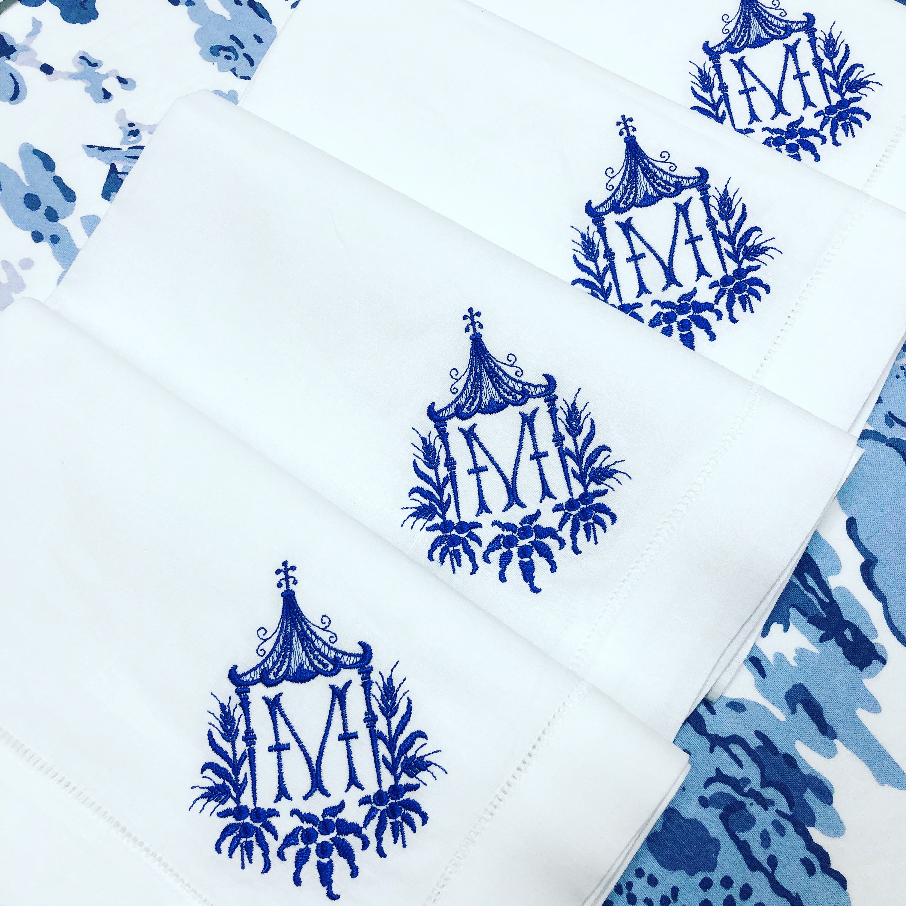 White Linen Hemstitched Dinner Napkins