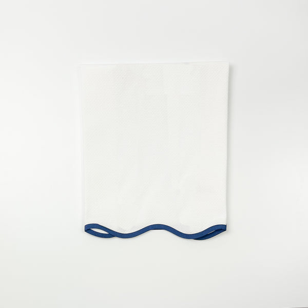 Scalloped Pique Guest Towel - Navy