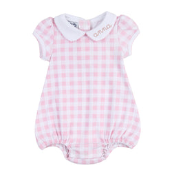 Baby Check Pink Collared Bubble